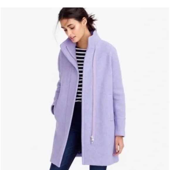 NWT J Crew Lilac Purple Wool Blend Cocoon Pea Coat - Picture 1 of 13